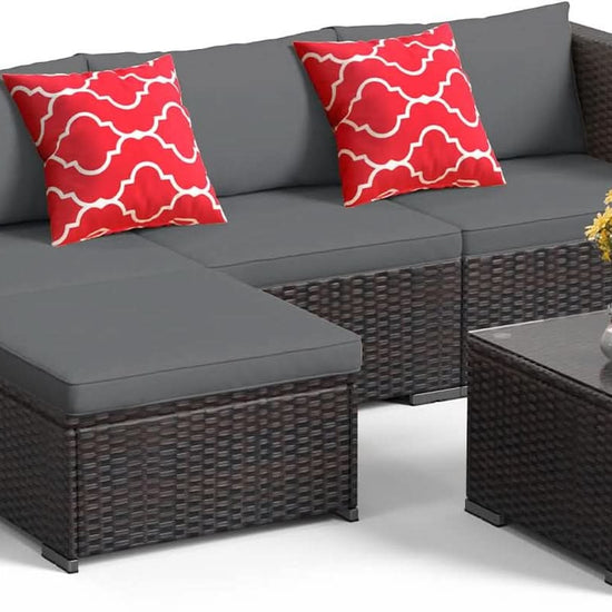 Outdoor Patio Conversation Set All Weather Gray Sectional-1