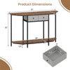 2-Tier Industrial Console Table with Fabric Drawers