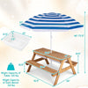Navy Kids Picnic Table with Adjustable Umbrella & Sand-Water Play