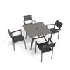 5-Piece Square Patio Dining Set with 37.8-Inch Wood-Grain Table and 4
