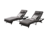 Outdoor Wicker Chaise Lounge with Adjustable Backrest, Armrests and