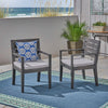 Acacia Wood Outdoor Dining Chairs with Cushions, Set of 2