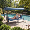 3-in-1 Patio Swing Bed with Adjustable Canopy - Blue