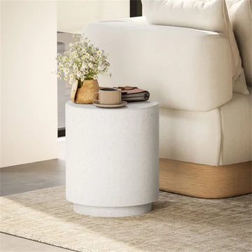Terrazzo-Look Side Table, Cream White