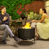 Round Wood-Burning Fire Pit with Poker and Ash Tray