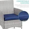3-Piece Outdoor Wicker Bistro Set, Gray & Navy