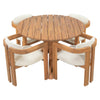 5-Piece Round Acacia Wood Outdoor Dining Set with 4 Armchairs