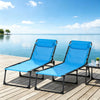 Folding Chaise Lounge Chairs, Set of 2 — Sky Blue