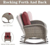 5 Piece Patio Rocking Chairs Set With Wicker Ottomans