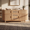60" Natural Fluted Sideboard with 4 Sliding Doors