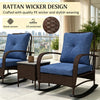 Brown Wicker 3-Piece Patio Rocking Chair Set with Coffee Table