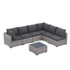 7-Piece Modular Wicker Sectional Set with Glass Table