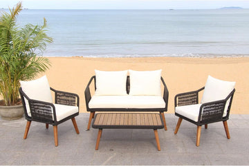 Eucalyptus & Rope 4-Piece Outdoor Patio Furniture Set