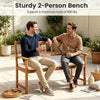 2-Person Acacia Wood Outdoor Loveseat Bench with Removable Cushion