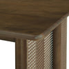 Walnut Rubberwood Dining Table with Rattan Accents, Seats 6