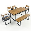 6-Piece Acacia Wood Outdoor Dining Set with Table, Chairs & Bench