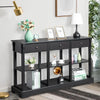 Retro Console Table with 3 Drawers and Open Shelves, Black