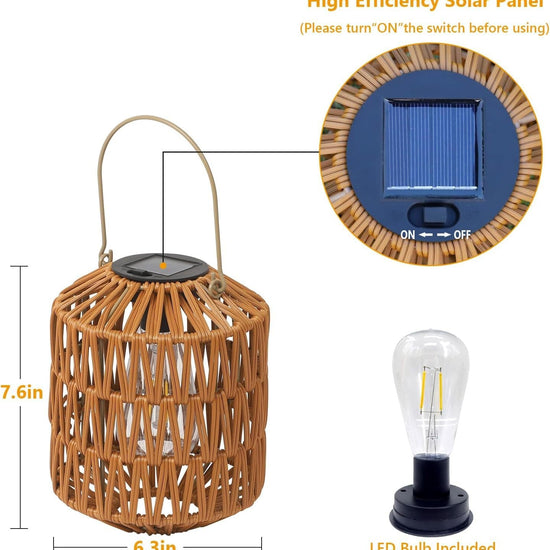Solar Rattan Lanterns — Set of 2 — gallery image 3