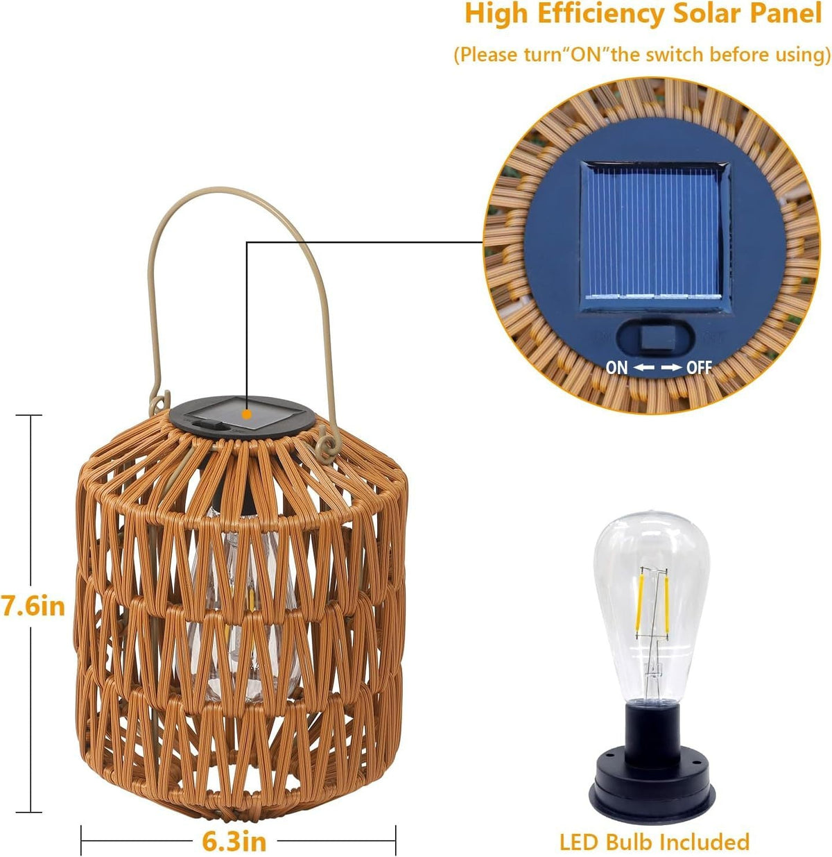 Solar Rattan Lanterns — Set of 2 — gallery image 3