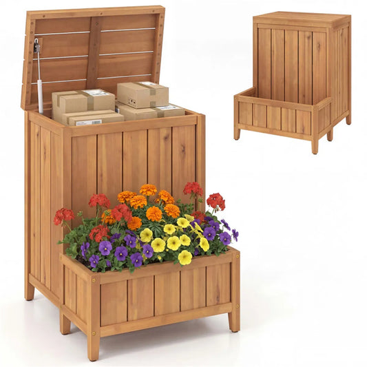 Acacia Delivery Box & Storage Bench with Planter