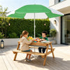 3-in-1 Kids Picnic Table with Adjustable Umbrella, Fir Wood