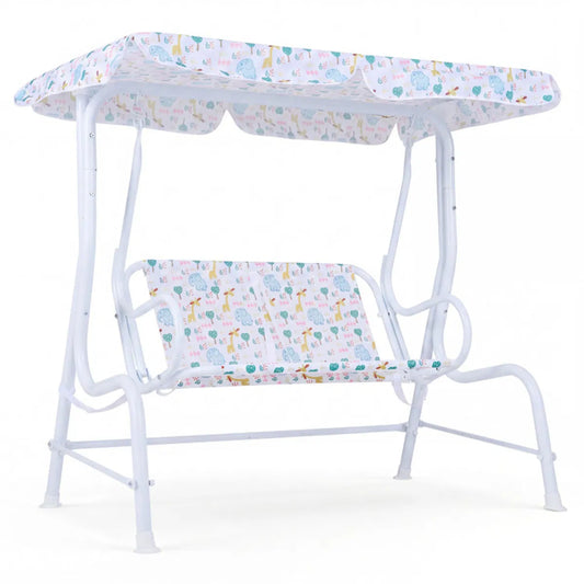 2-Seater Kids Patio Swing with Adjustable Canopy & Safety Belts