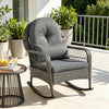 Handwoven PE Rattan Porch Rocking Chair, Mix Gray