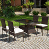 5-Piece Wicker Patio Dining Set with Tempered Glass Table
