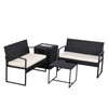 4-Piece Wicker Patio Conversation Set with Cooler Storage