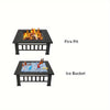 Square Metal Wood Fire Pit Table