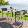 32" Tempered Glass Patio Table with Umbrella Hole