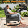 Handwoven PE Rattan Porch Rocking Chair, Mix Gray