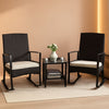 Three Piece Patio Furniture Set Outdoor Wicker Rocking Chairs With Glass Coffee Table Beige-0