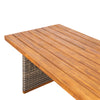 3-Piece Acacia Wood Outdoor Dining Set with Handwoven Rattan Legs