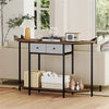2-Tier Industrial Console Table with Fabric Drawers
