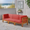 3-Piece Acacia Wood Outdoor Sectional Sofa Set, Water-Resistant