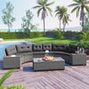 8-Piece Outdoor Wicker Sectional Sofa Set, Gray with Cushions