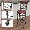 Swivel Bar Stools with Padded Leather Seat, Set of 2 - Brown