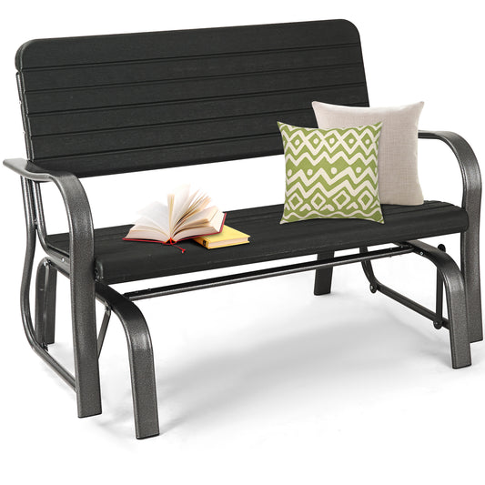 2-Seat Porch Glider with HDPE Back and Steel Frame