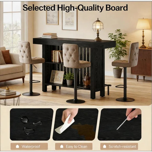 Two-Tier Outdoor Bar Table with Storage