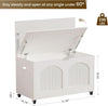 White Wooden Storage Bench On Wheels