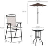 Patio Dining Set With 2 Folding Chairs Beige Umbrella
