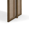 Walnut Rubberwood Dining Table with Rattan Accents, Seats 6