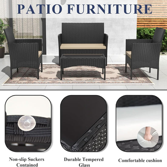 Stylish Four Piece Outdoor Rattan Patio Furniture Set-3