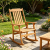 Solid Acacia Wood Outdoor Rocking Chair with Slatted Back