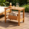 2-Tier Eucalyptus Wood Patio Side Table