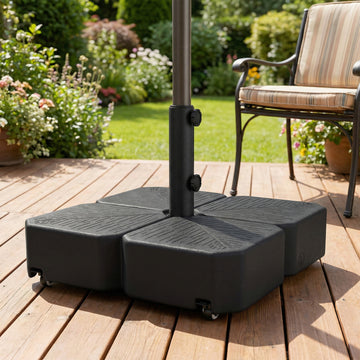 Patio Umbrella Base with Wheels — Black