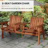 Fir Wood Garden Bench with Center Table & Umbrella Hole