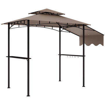 8 x 5 ft Double-Tier Grill Gazebo with Adjustable Awning