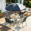 Black & Coffee 6-Piece Patio Dining Set for 4 with Umbrella